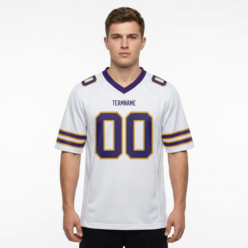 Custom White & Royal/Yellow Football Jersey