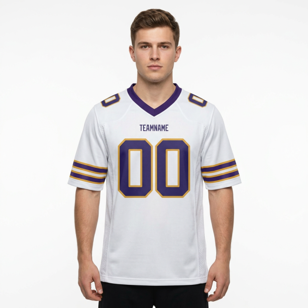 Custom White & Royal/Yellow Football Jersey