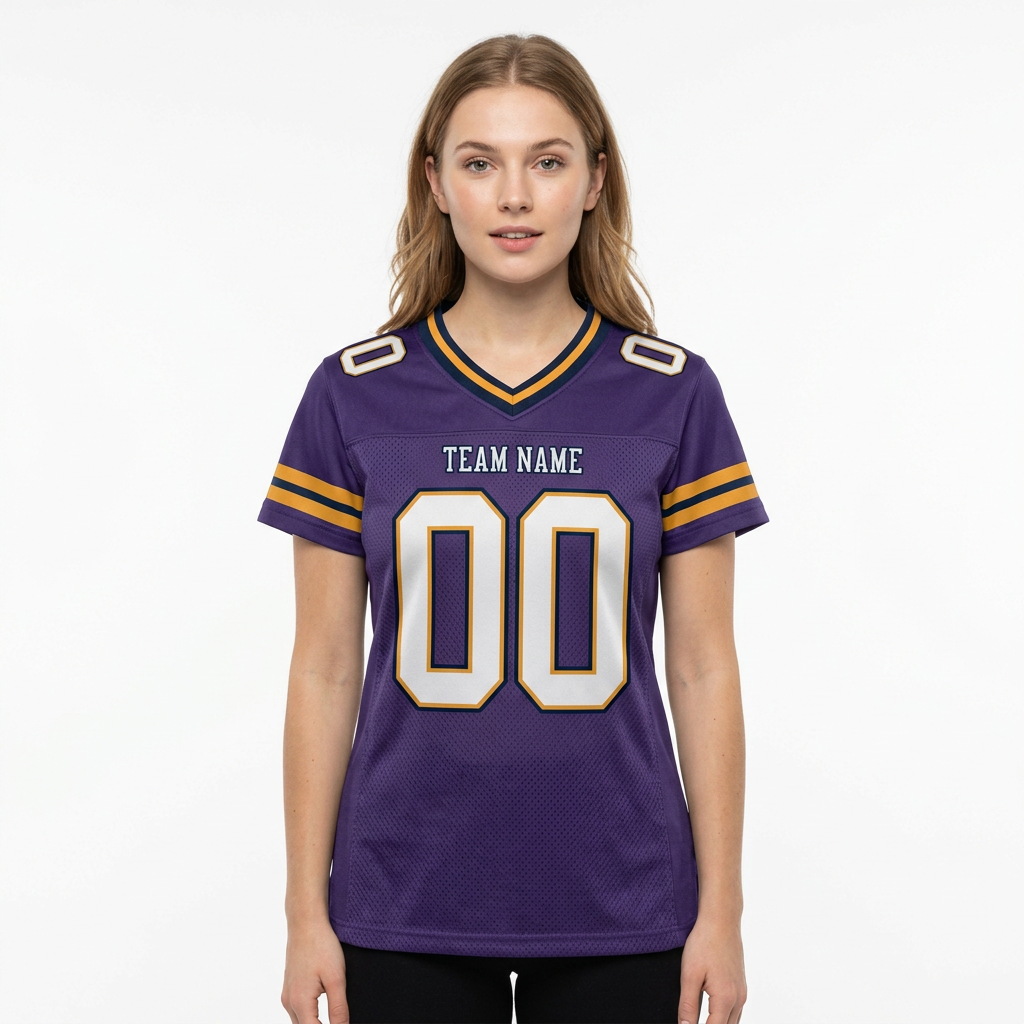Custom Purple & White/Yellow Football Jersey