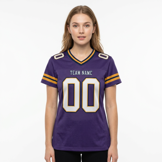 Custom Purple & White/Yellow Football Jersey