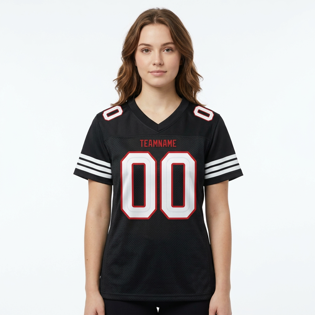 Custom Black & White/Red Football Jersey