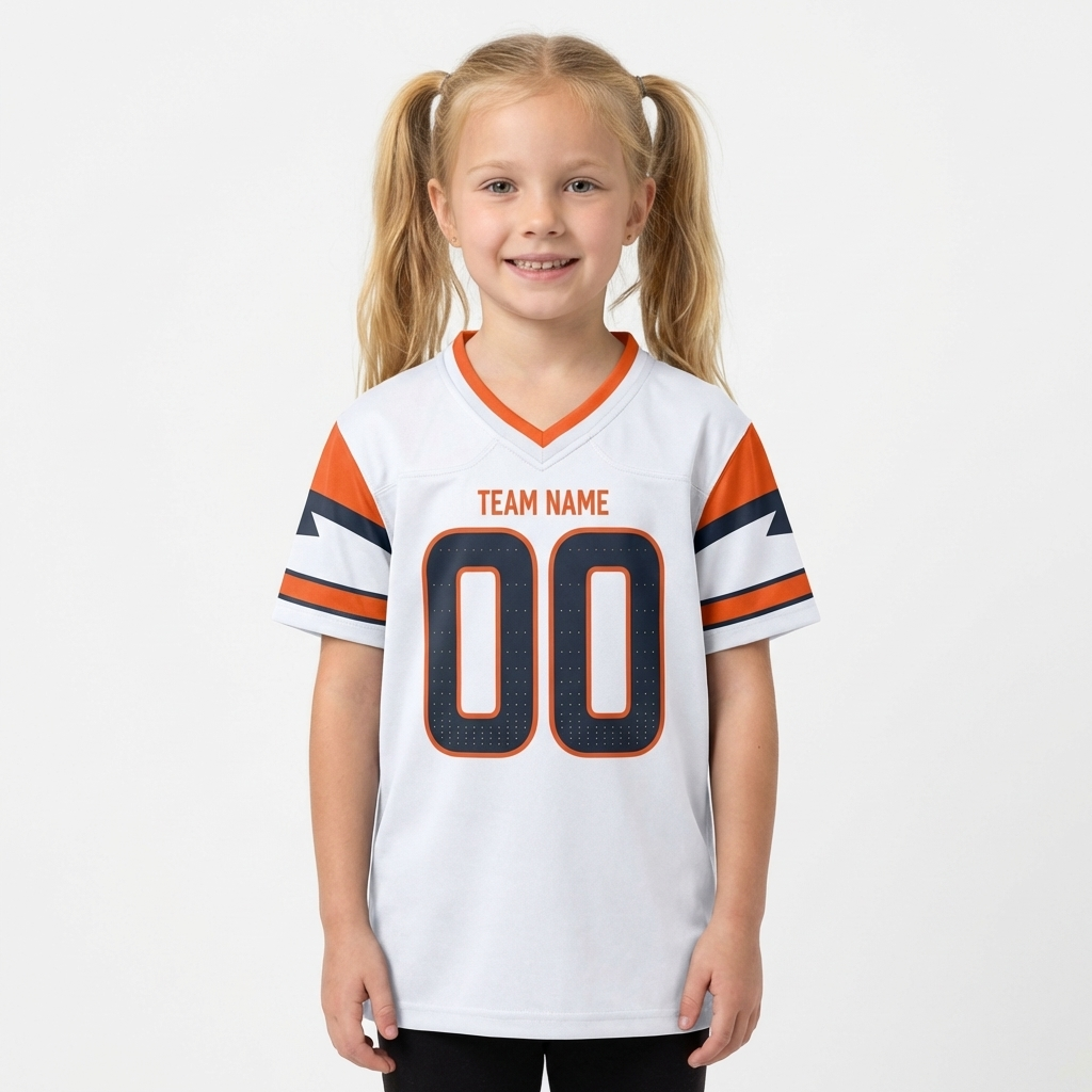 Custom White & Black/Orange Football Jersey