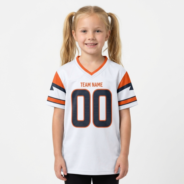 Custom White & Black/Orange Football Jersey