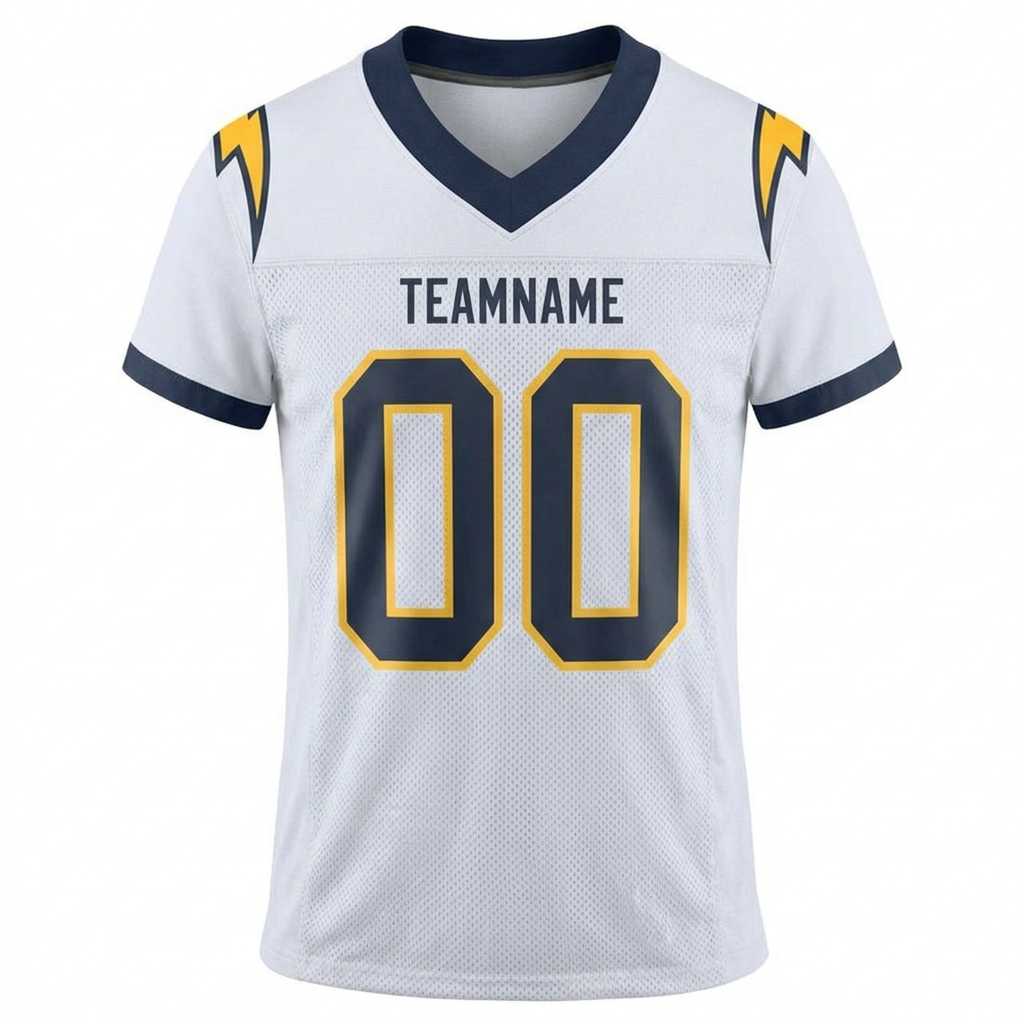 Custom White & Navy/Gold Football Jersey