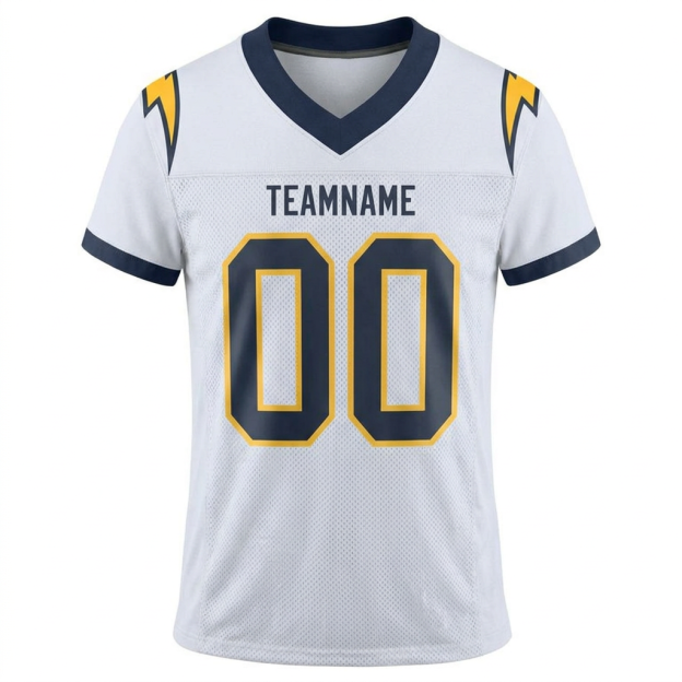 Custom White & Navy/Gold Football Jersey