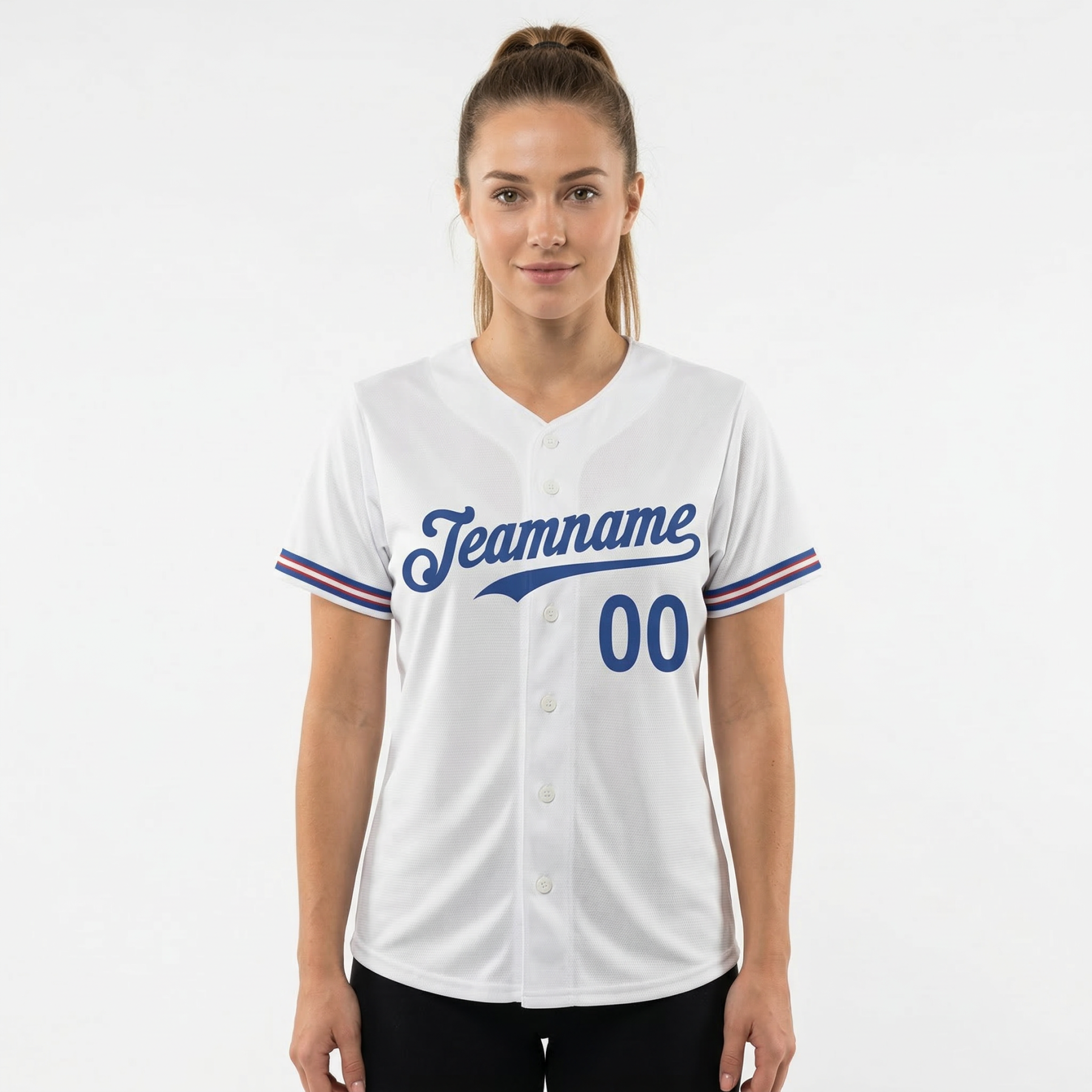 Custom White & Royal Blue Classic Fashion Baseball Jersey