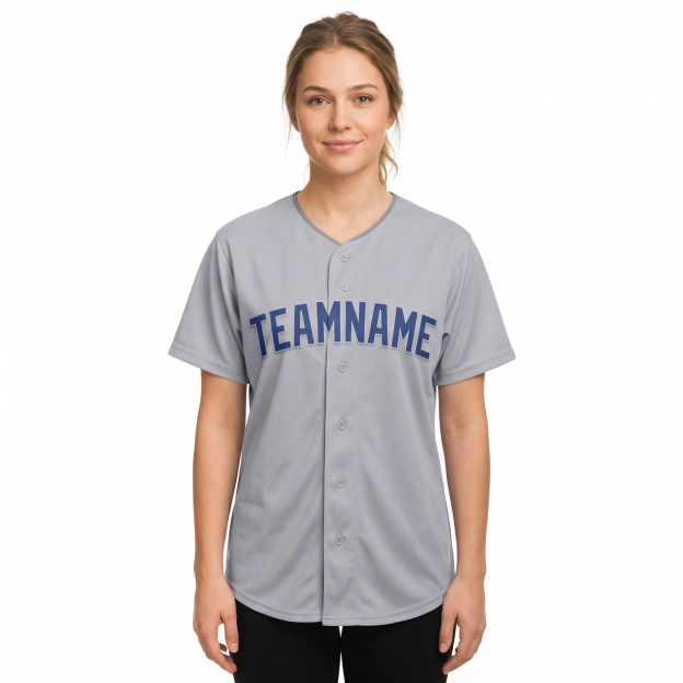 Custom Grey & Royal/Red Classic Fashion Baseball Jersey