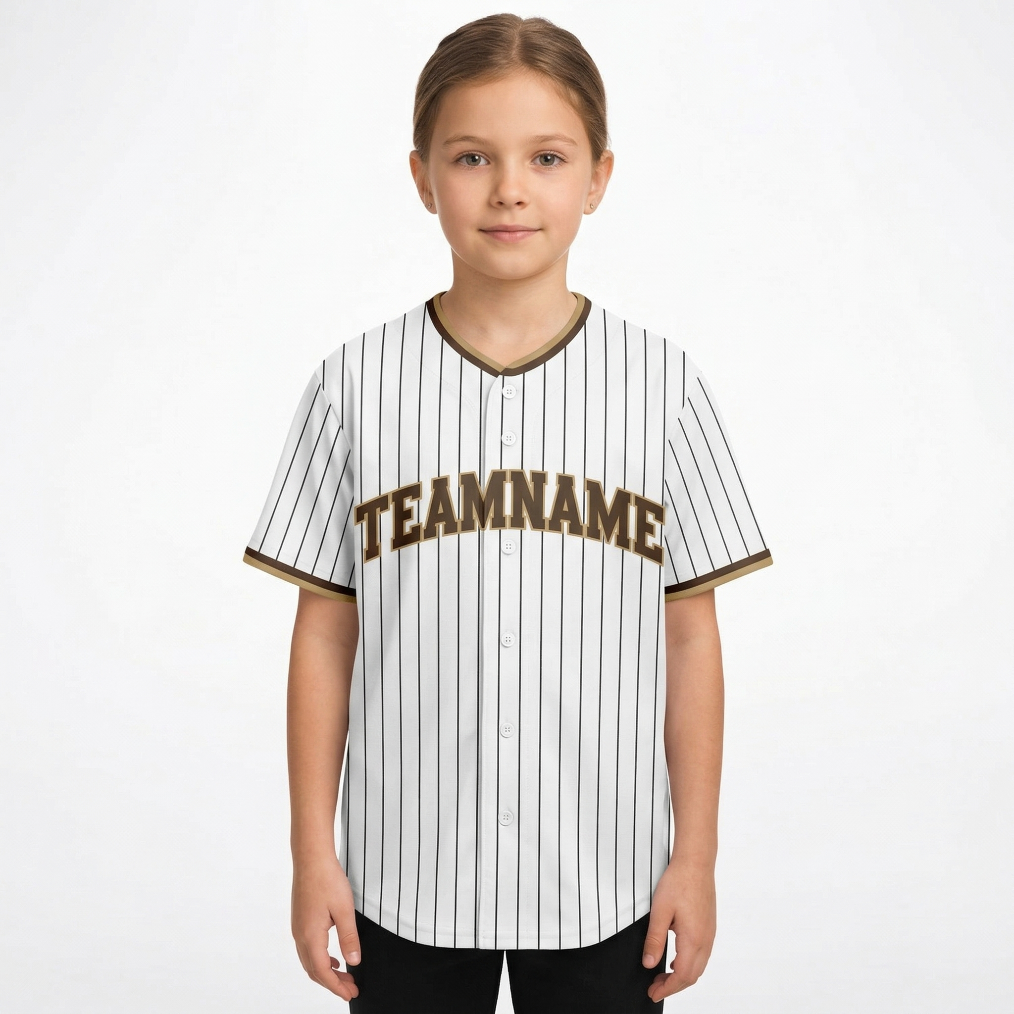 Custom White & Brown/Yellow Pinstripes Classic Fashion Baseball Jersey