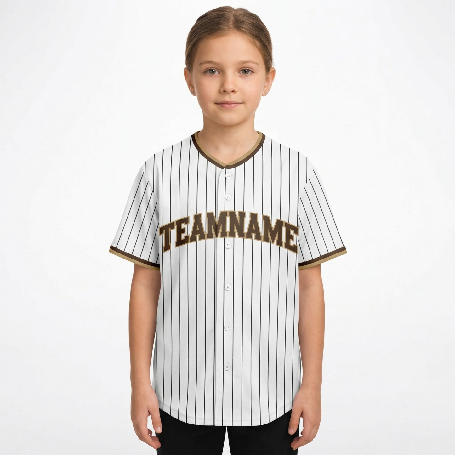 Custom White & Brown/Yellow Pinstripes Classic Fashion Baseball Jersey