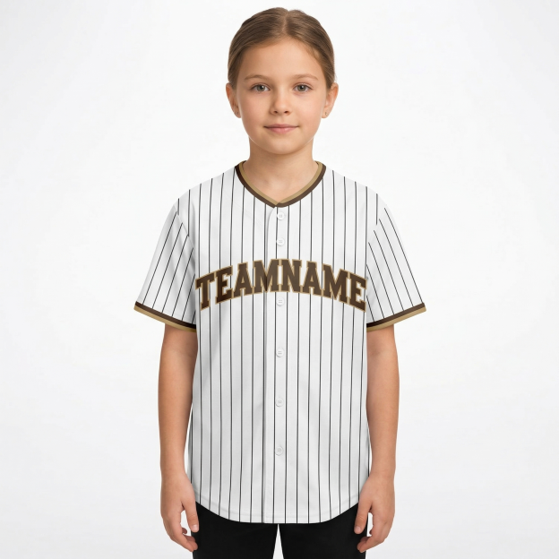 Custom White & Brown/Yellow Pinstripes Classic Fashion Baseball Jersey