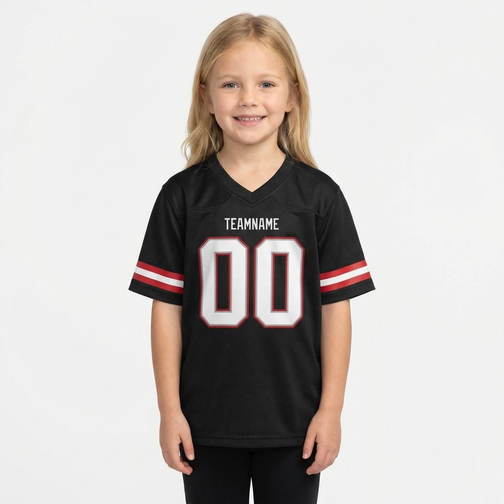 Custom Black & White/Grey-Red Football Jersey