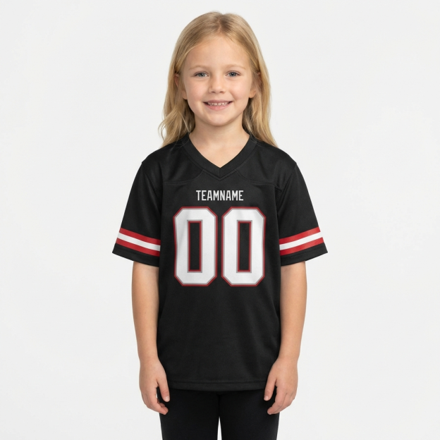 Custom Black & White/Grey-Red Football Jersey