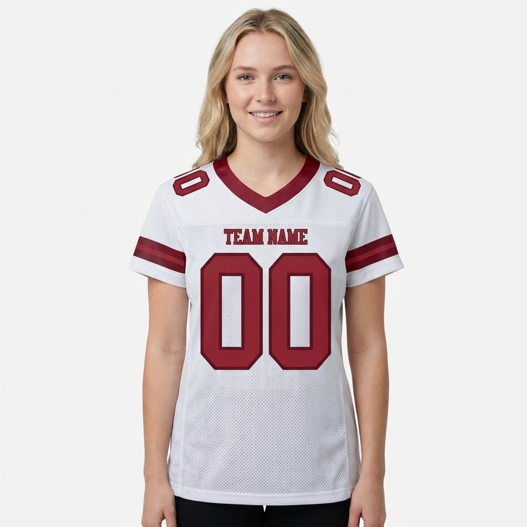 Custom White & Burgundy Football Jersey
