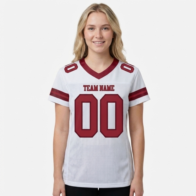 Custom White & Burgundy Football Jersey