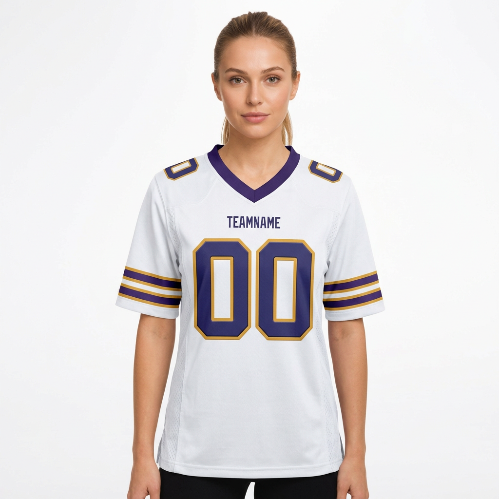 Custom White & Royal/Yellow Football Jersey