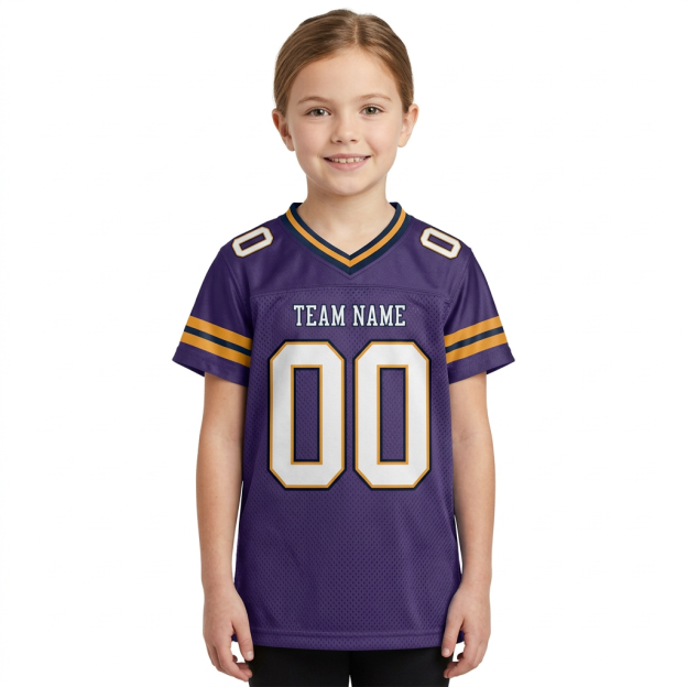 Custom Purple & White/Yellow Football Jersey