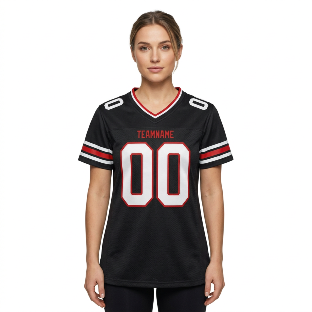 Custom Black & White/Red Football Jersey