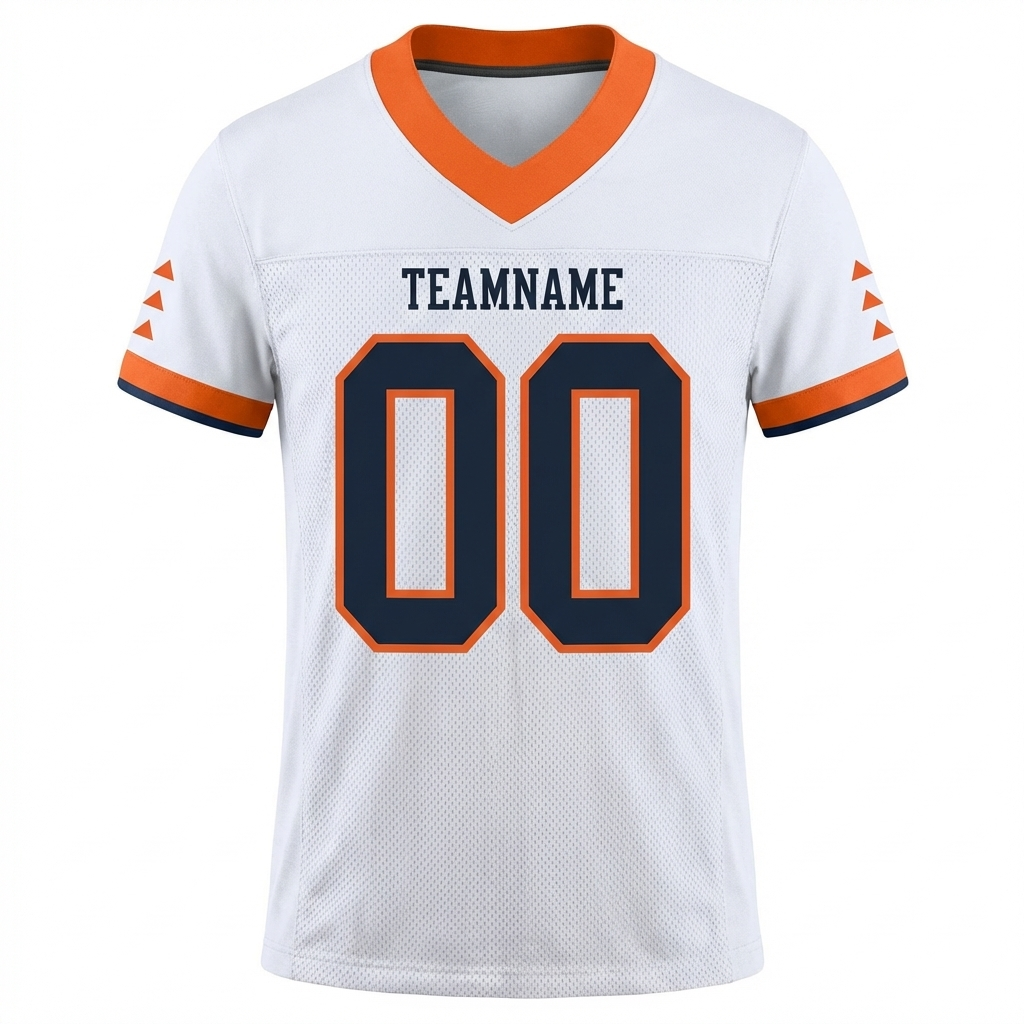 Custom White & Black/Orange Football Jersey