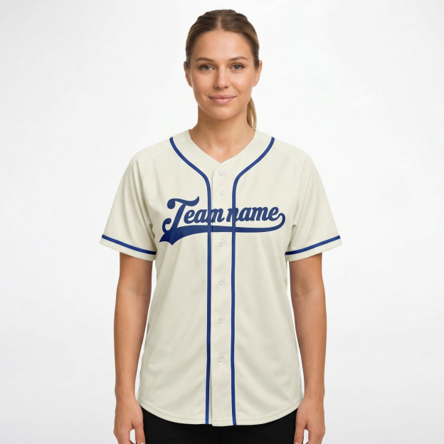 Custom White & Royal Blue Classic Fashion Baseball Jersey