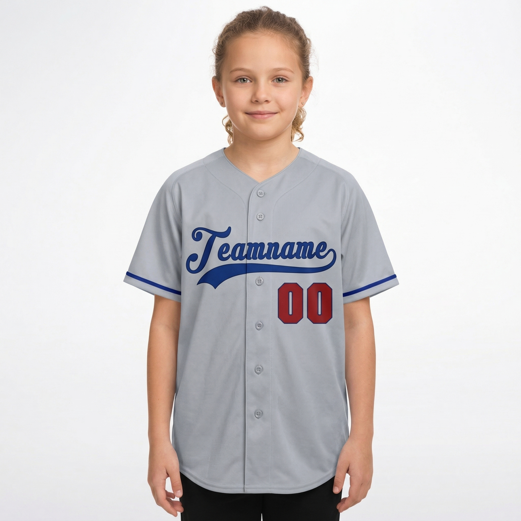 Custom Grey & Royal/Red Classic Fashion Baseball Jersey