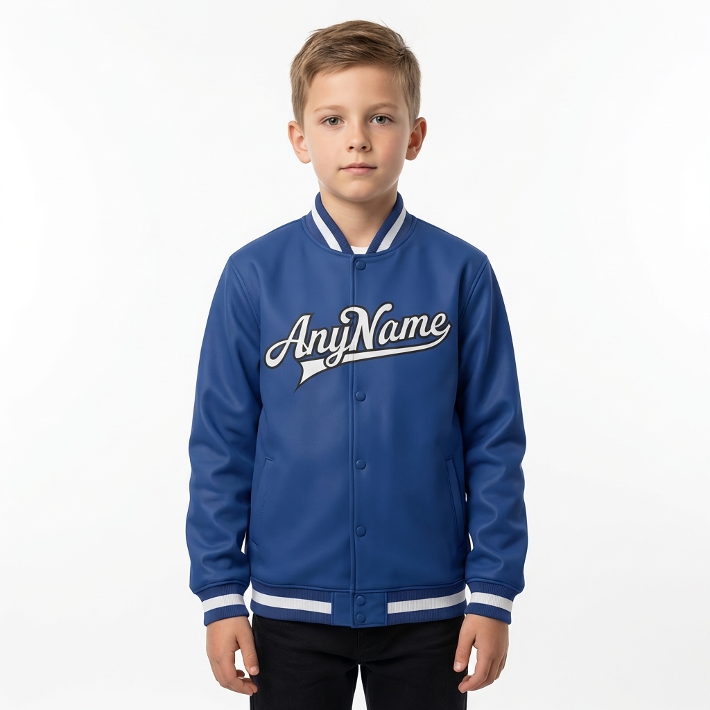 Custom Royal Blue & White/Black Full-Snap Fleece Jacket