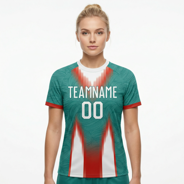 Custom Green & White/Red Custom Soccer Jersey