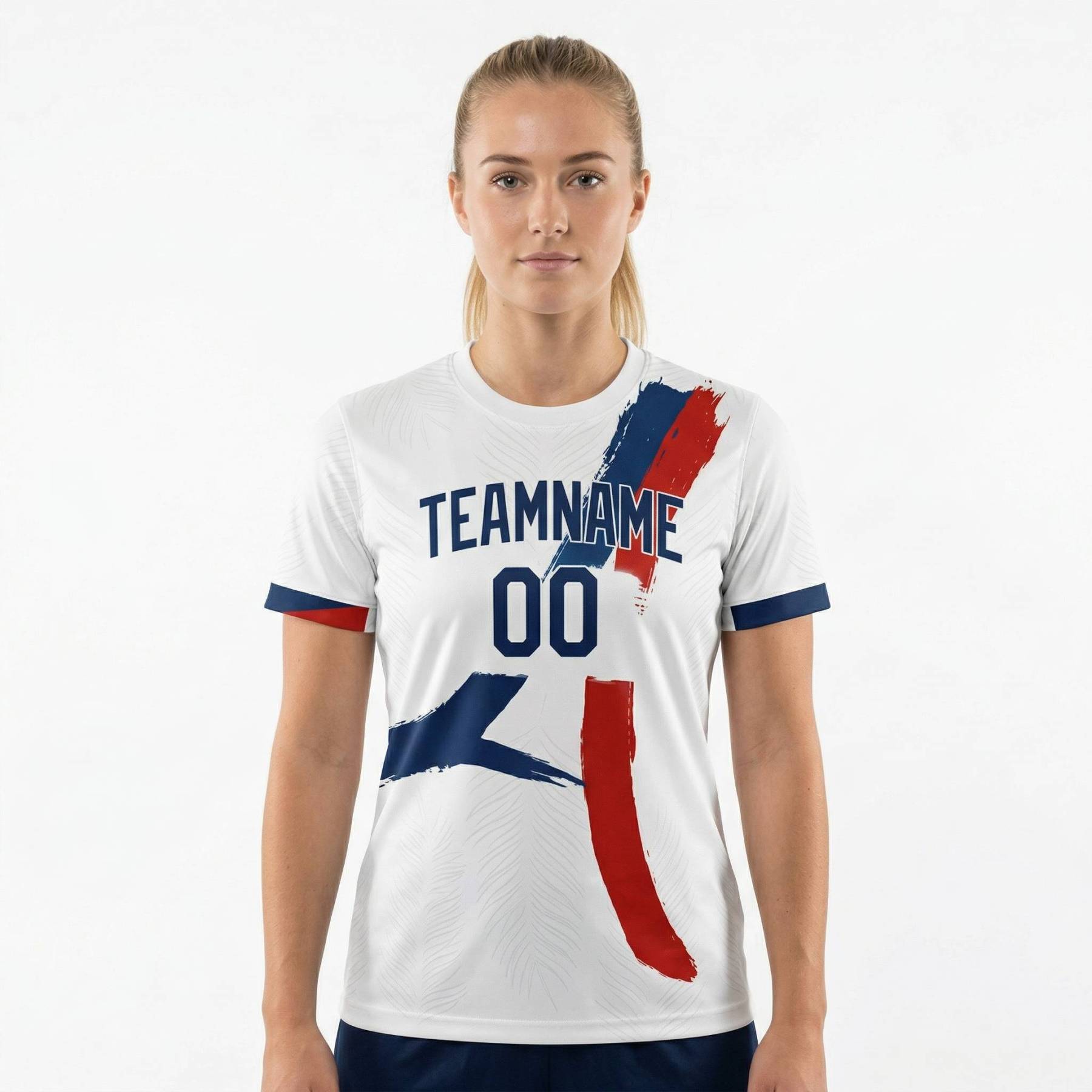 Custom White & Navy/Red Custom Soccer Jersey