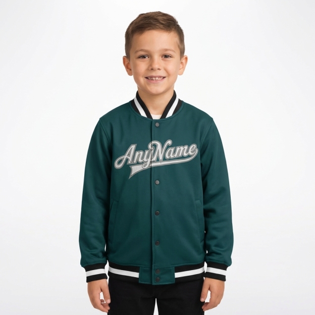 Custom Midnight Green & White/Black Full-Snap Fleece Jacket