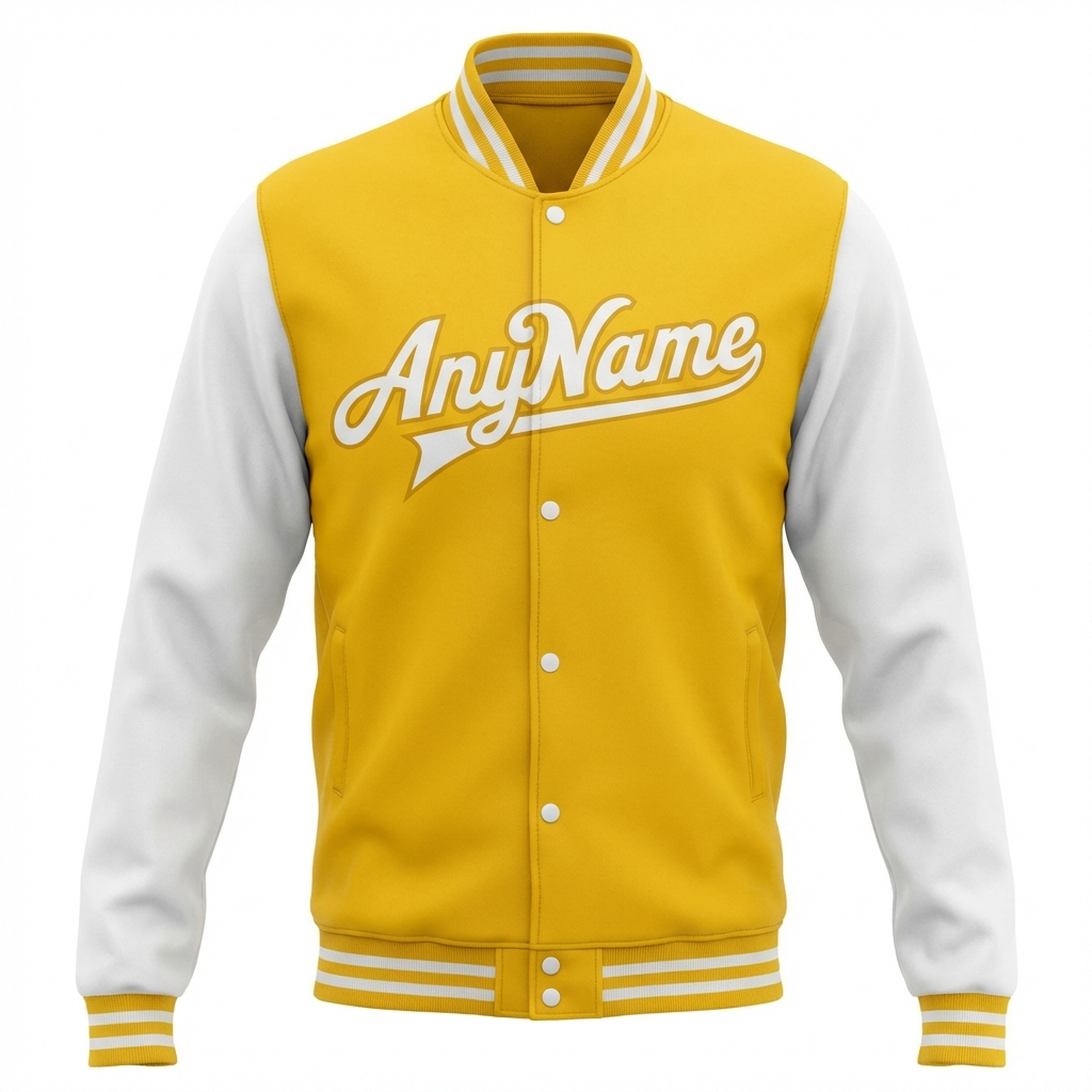 Custom Yellow & White Raglan Sleeves Full-Snap Fleece Jacket