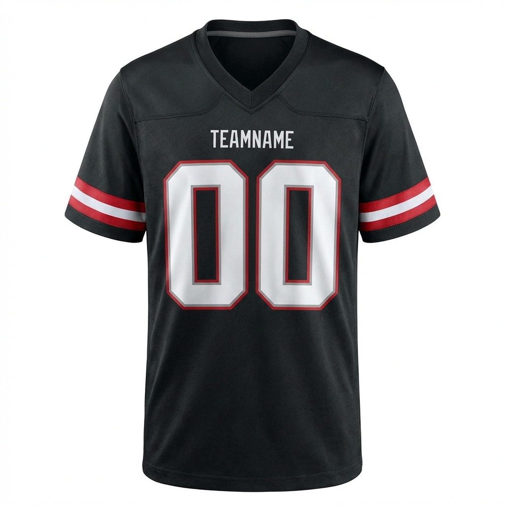 Custom Black & White/Grey-Red Football Jersey