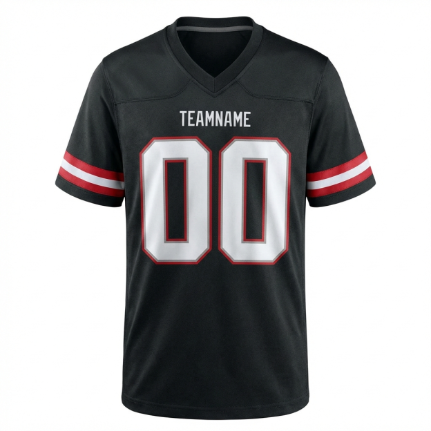 Custom Black & White/Grey-Red Football Jersey