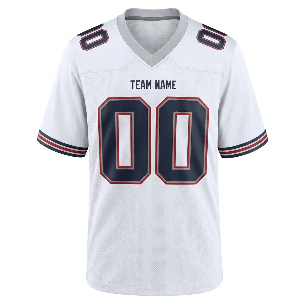Custom White & Navy/Grey-Red Football Jersey