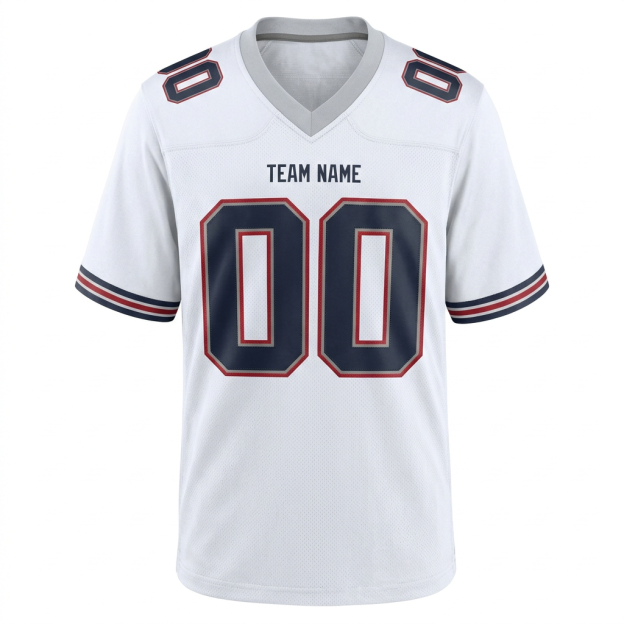 Custom White & Navy/Grey-Red Football Jersey