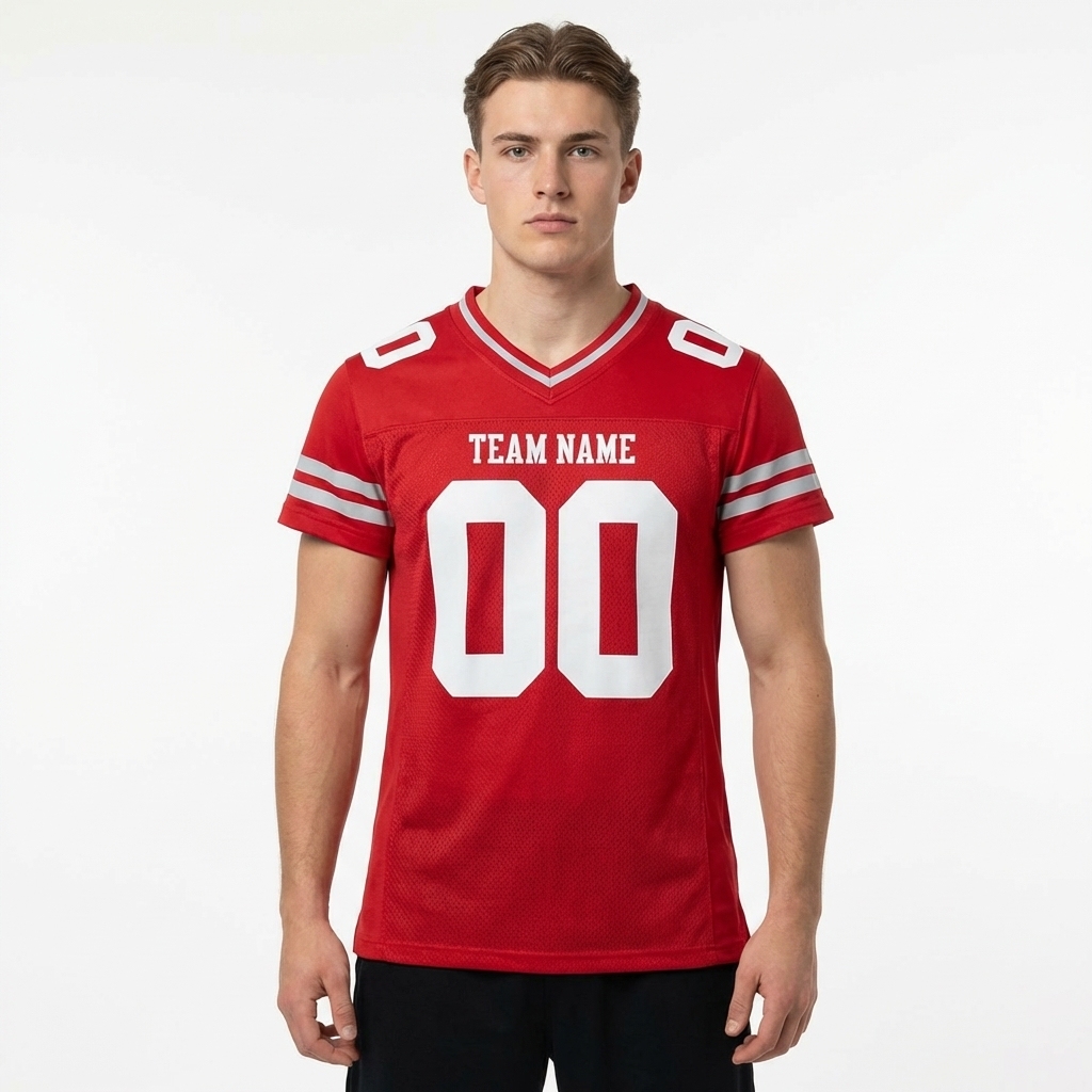 Custom Red & White/Grey Football Jersey