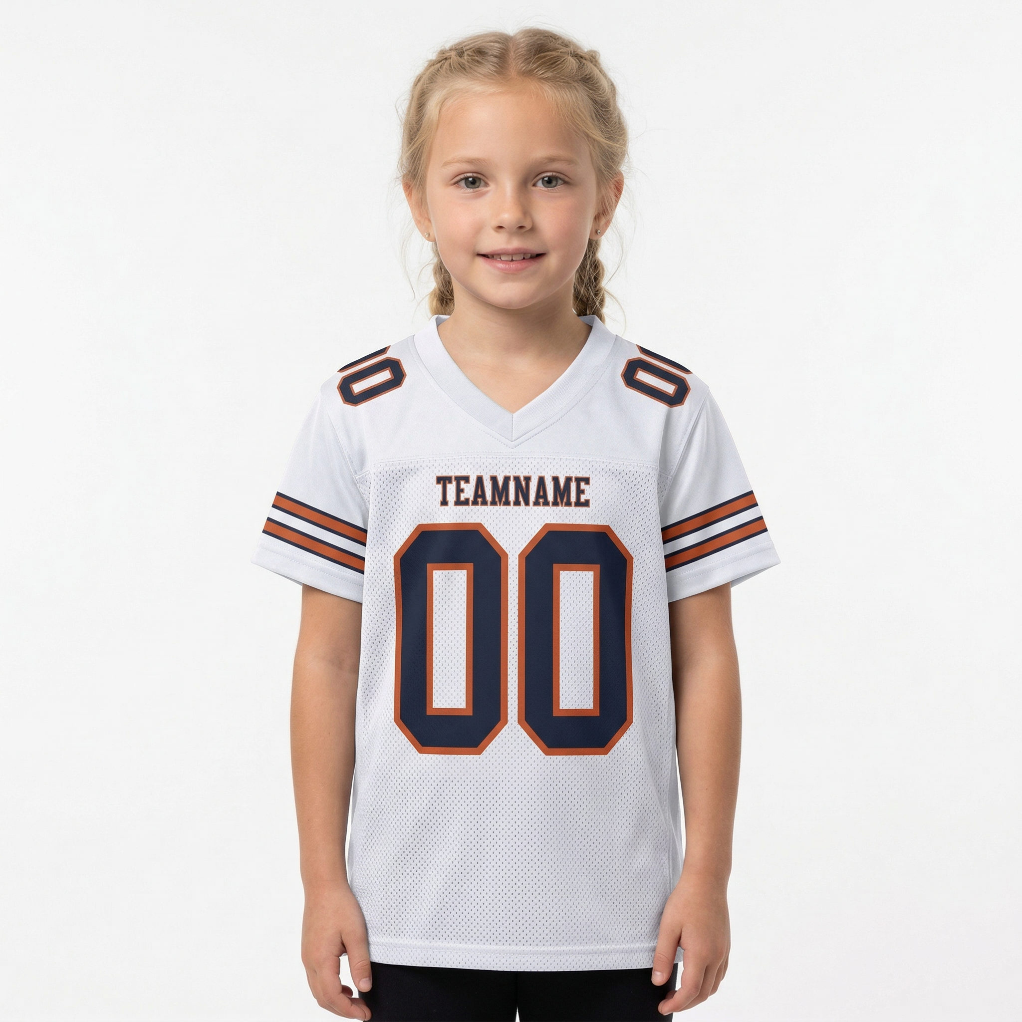 Custom White & Navy/Orange Football Jersey