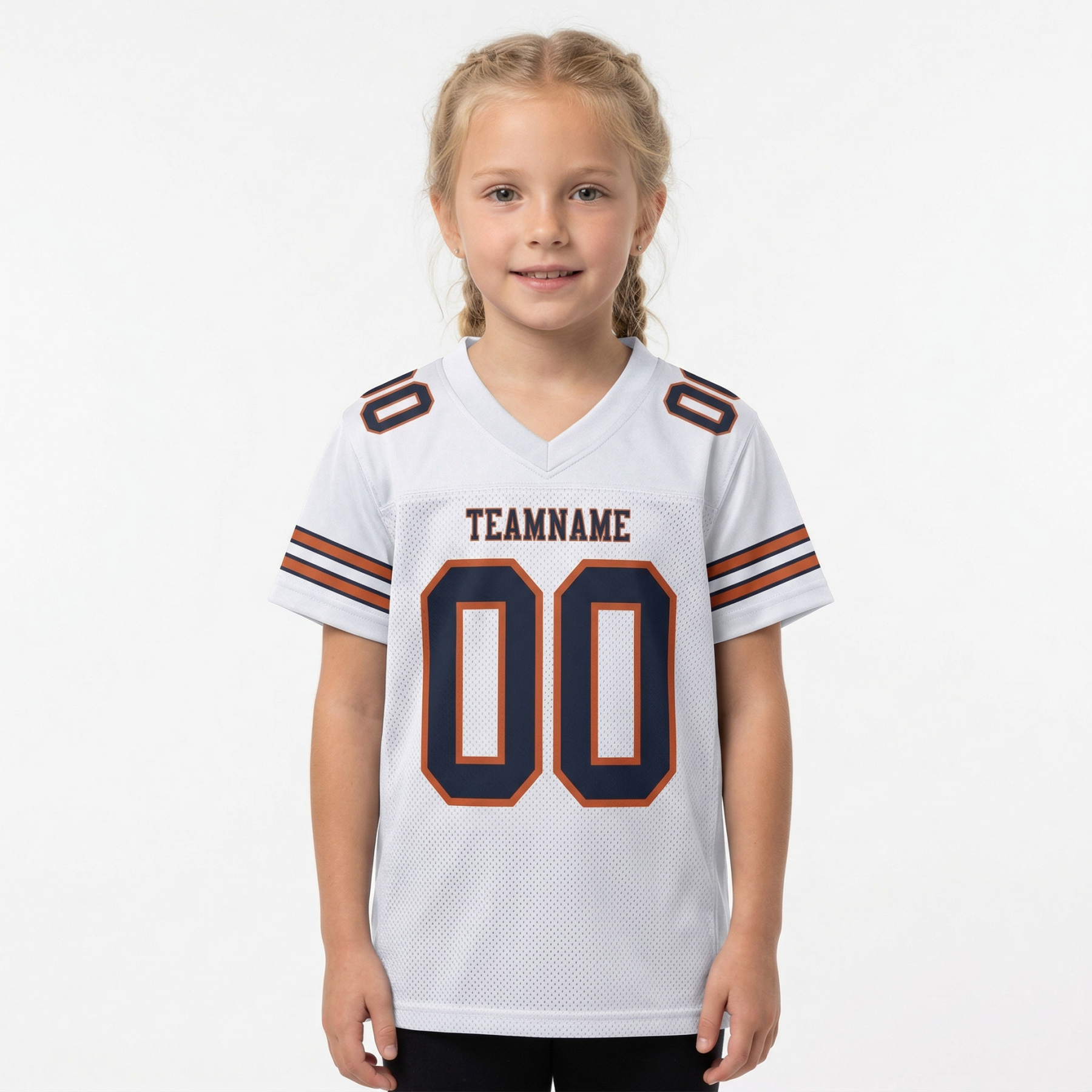 Custom White & Navy/Orange Football Jersey