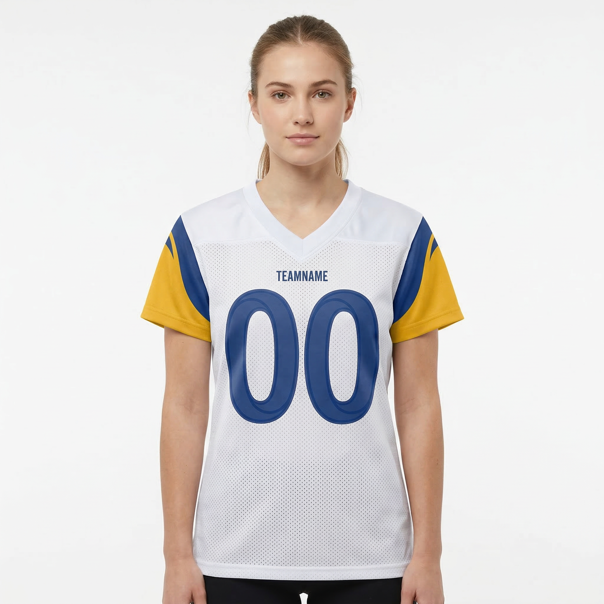 Custom White & Royal/Gold Football Jersey