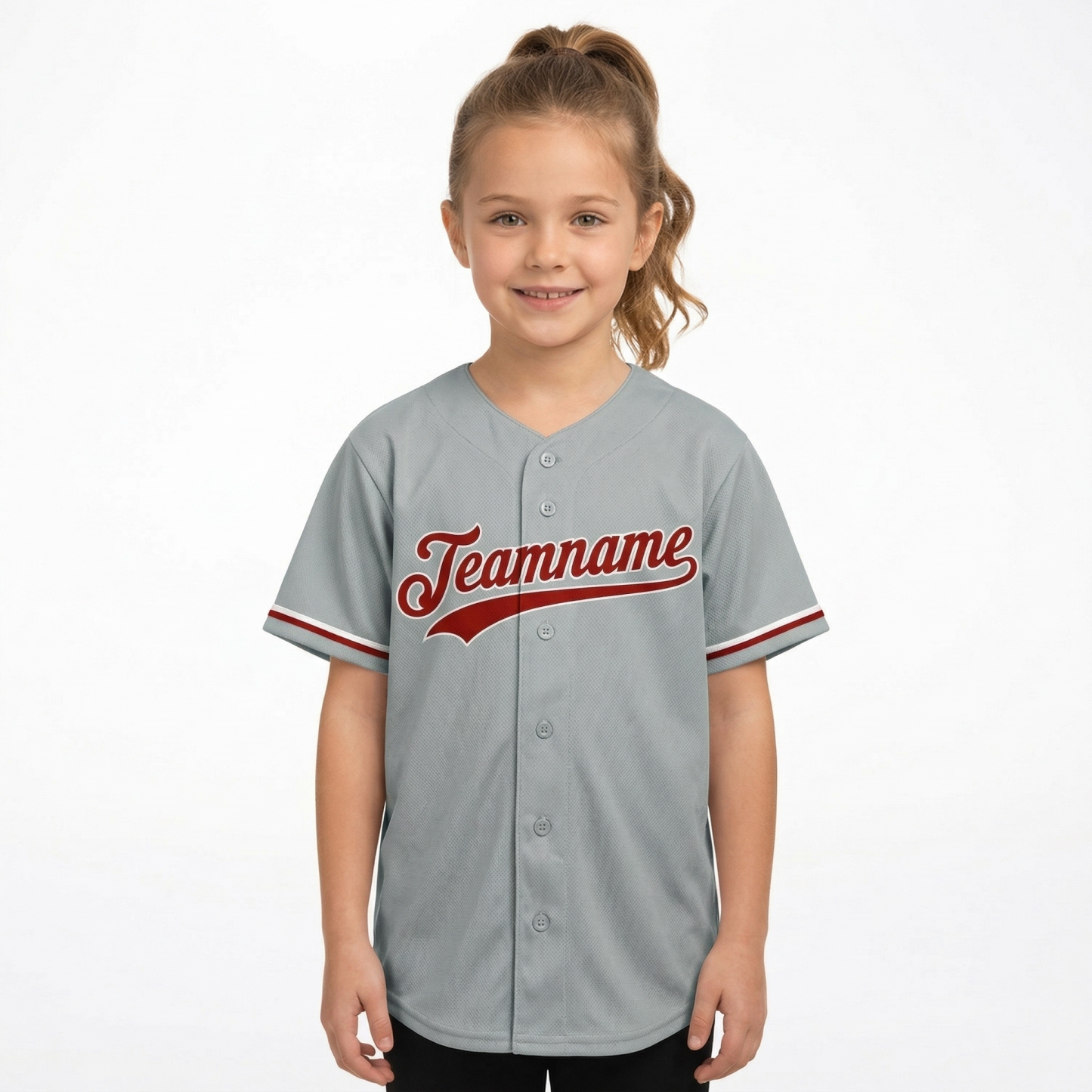 Custom Grey & Red/White Classic Fashion Baseball Jersey