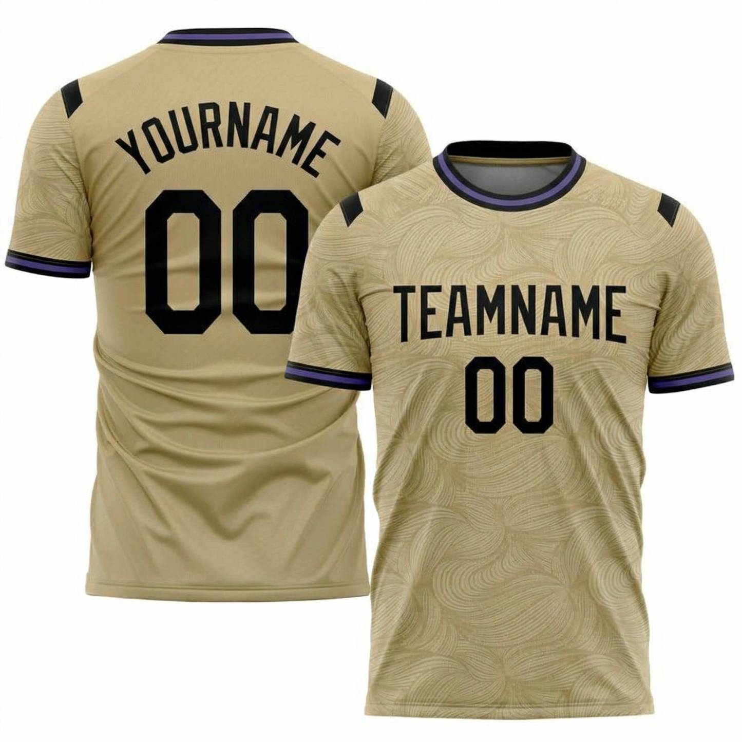 Custom Beige & Black Custom Soccer Jersey