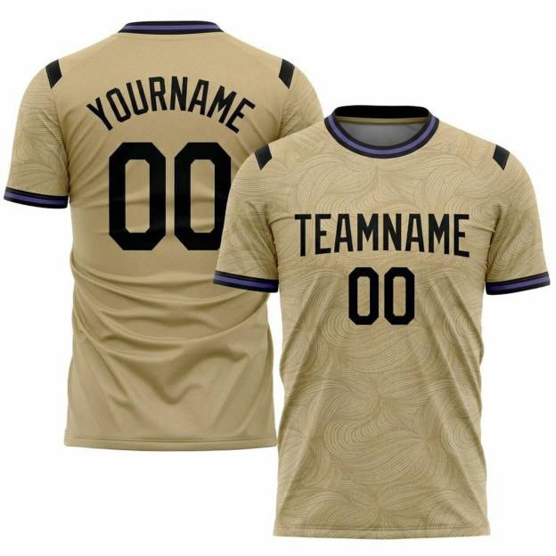 Custom Beige & Black Custom Soccer Jersey