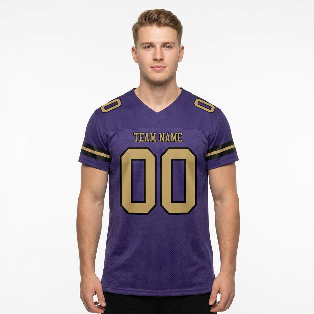 Custom Purple & Khaki/Black Football Jersey