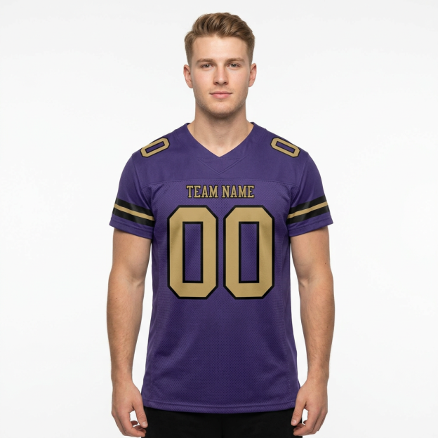 Custom Purple & Khaki/Black Football Jersey