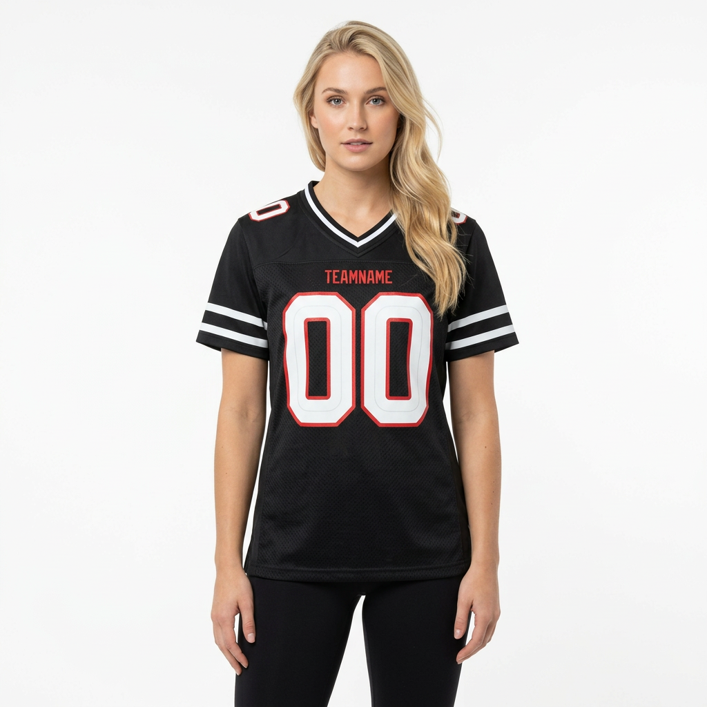 Custom Black & White/Red Football Jersey