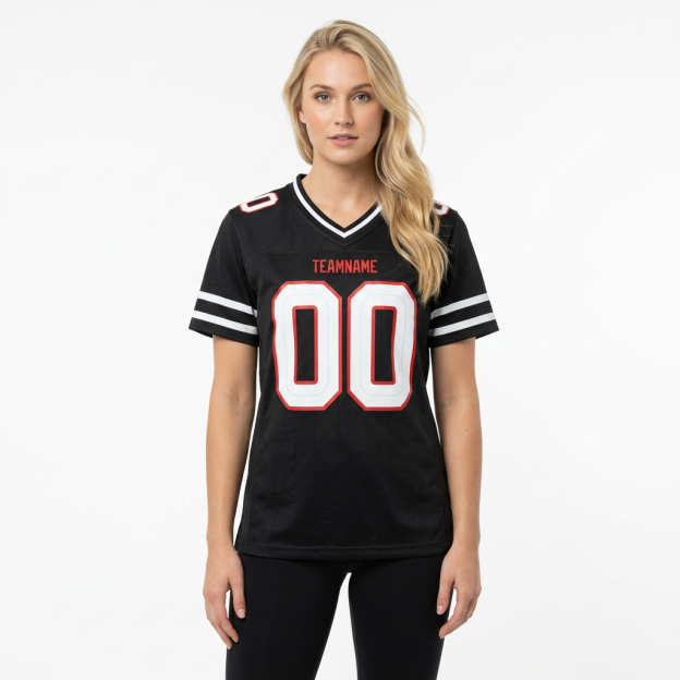 Custom Black & White/Red Football Jersey