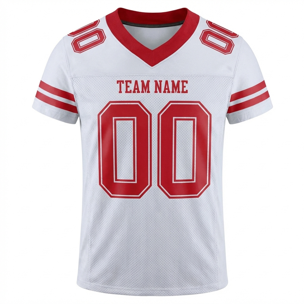 Custom White & Red Football Jersey