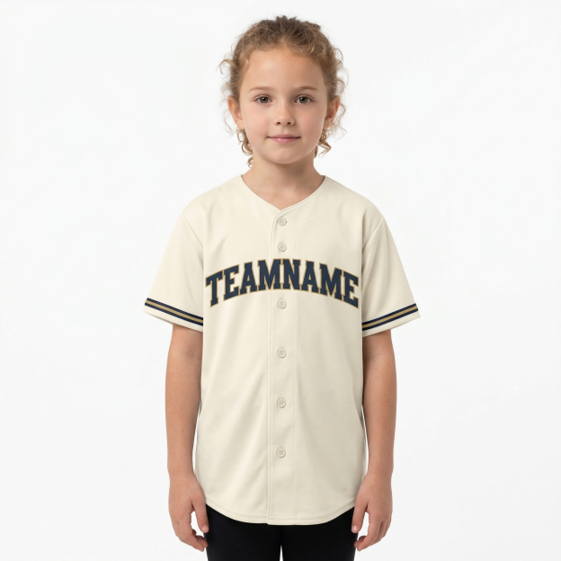 Custom Cream & Navy/Yellow Classic Fashion Baseball Jersey