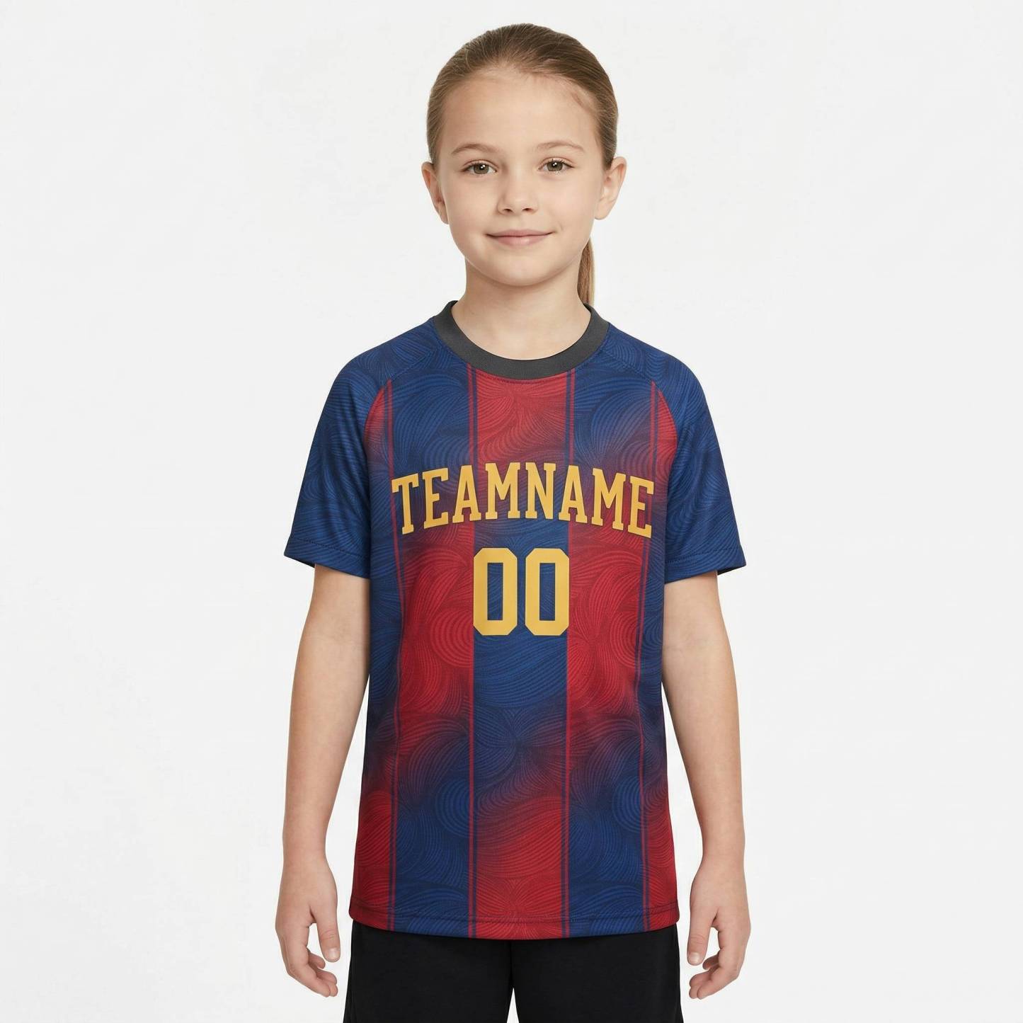 Custom Navy & Red/Gold Custom Soccer Jersey