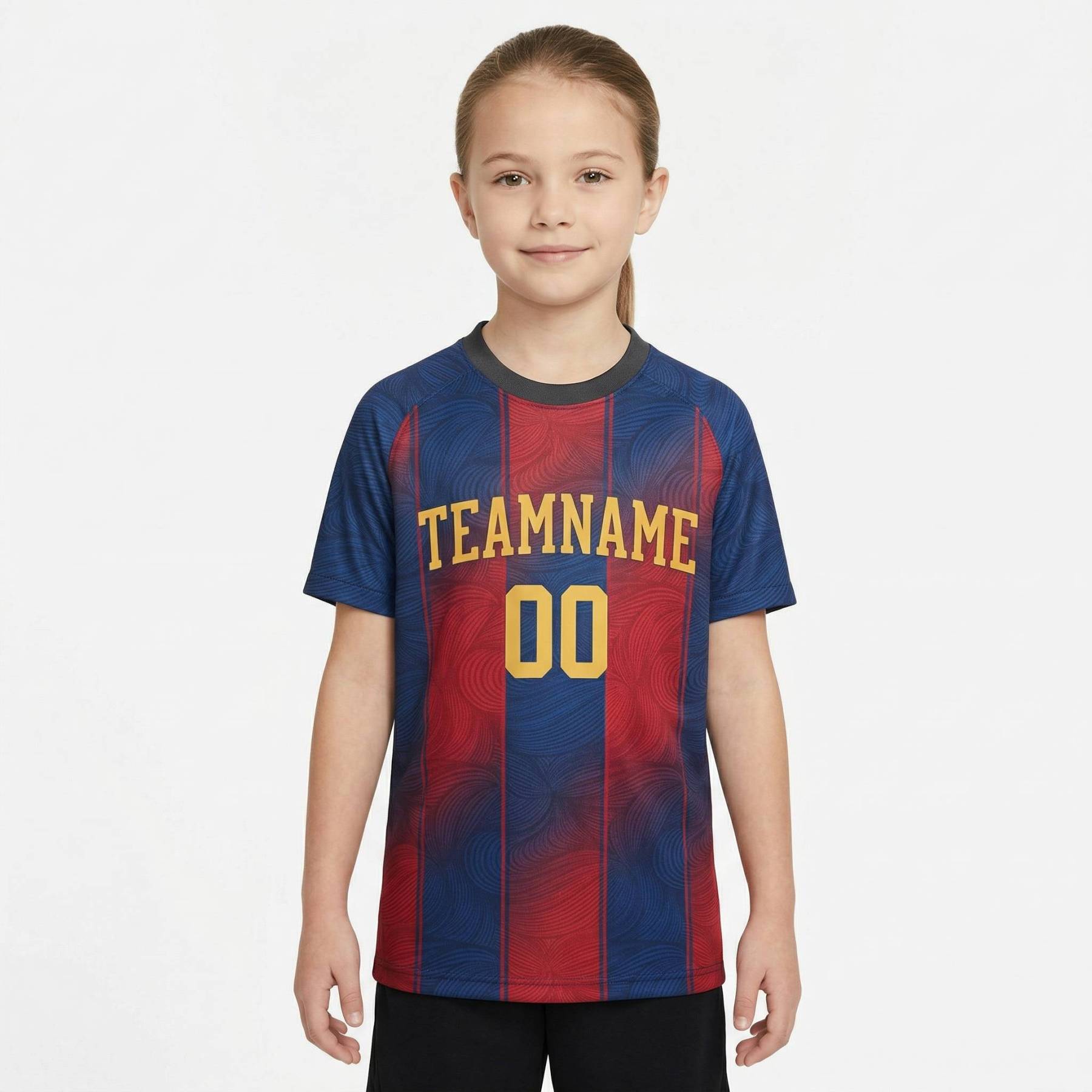 Custom Navy & Red/Gold Custom Soccer Jersey