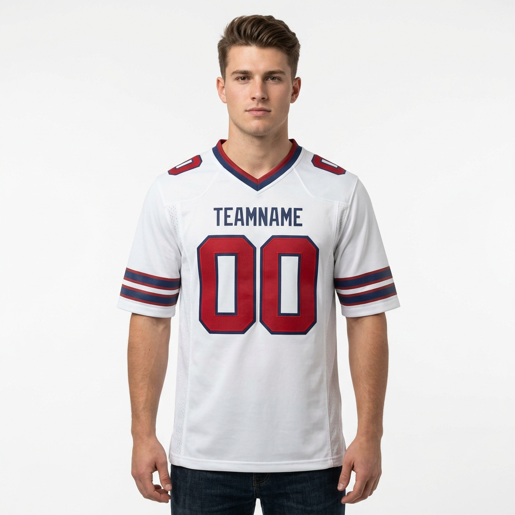 Custom White & Red/Royal Football Jersey
