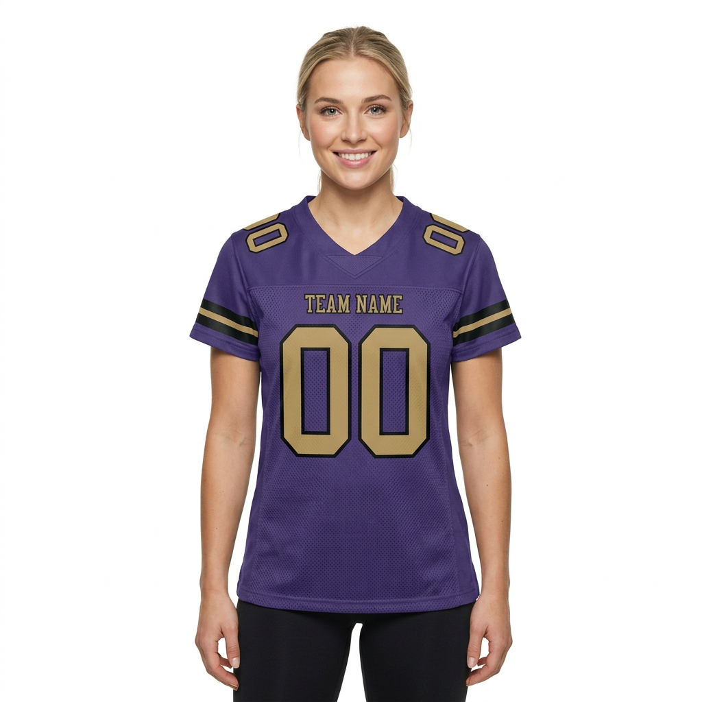 Custom Purple & Khaki/Black Football Jersey